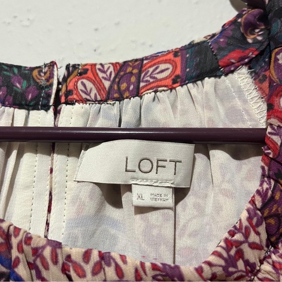 LOFT Blouse women’s XL multicolor paisley long sleeve tunic - Picture 5 of 8
